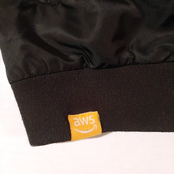 Amazon AWS re:Invent Convention jacket Men's Large Full-Zip Black Satin Bomber - Picture 6 of 9